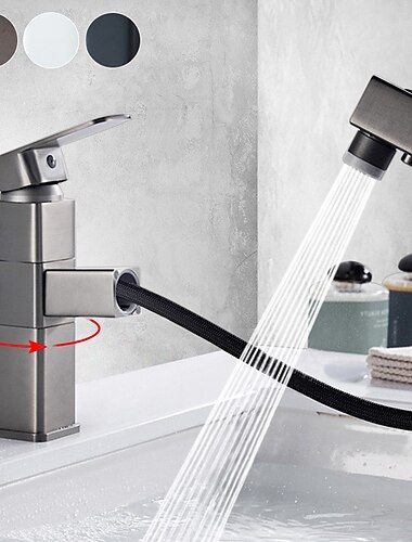  robinet pour lavabo - rotatif / extractible / classique électrolytique / finitions peintes centerset monocommande monotroubath taps