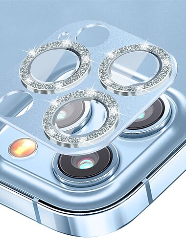  [2 Pack] Cameralensbeschermer Voor Apple iPhone 16 iPhone 15 Pro Max Plus iPhone 14 Pro Max iPhone 13 Pro Max Gehard Glas 9H-hardheid Diamant Glitterglans Krasbestendig