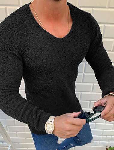  Herre T-shirt Lang ærmet skjorte Langærmet V-hals Forår, Efterår, Vinter, Sommer Vanlig Afslappet Slim Pasform udendørs Afslappet Sport Sort Hvid Top T-shirt til mænd