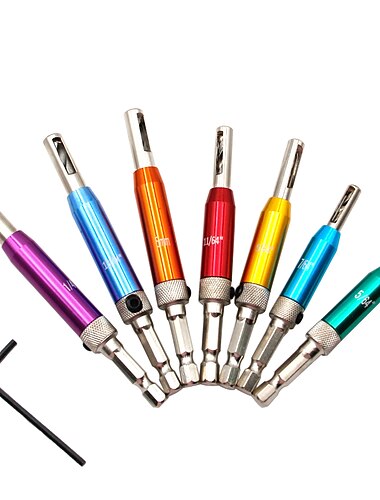  7 قطع لون الباب قفل&amp; المفصلي مثقاب مجموعة الذاتي توسيط ثقب الطيار hss عرافة عرقوب الخشب أداة ثقب رأى diy سعر الجملة