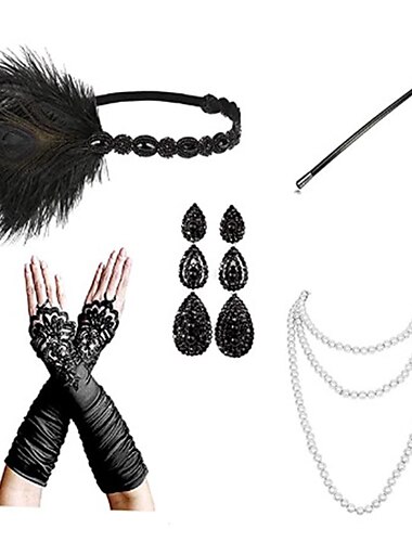  Retro Vintage 1920er Kopfschmuck Maskerade Flapper-Stirnband Kopfschmuck Halskette / Ohrringe Der große Gatsby Charleston Hochzeitsgast Damen Maskerade Party / Abend Hochzeitsempfang