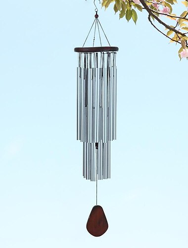  Campanelli eolici antiruggine in metallo pino argento a 27 tubi per esterni rilassanti toni melodici decorazioni per esterni da appendere, regalo d'arte per patio, veranda, giardino e cortile.