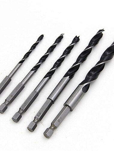  5 peças de troca rápida haste hexagonal hcs broca de torção três flautas conjunto de ferragens 4mm 5mm 6mm 8mm 10mm madeira ferramentas diy