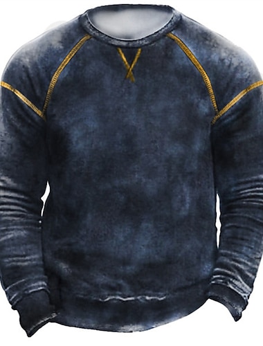  Men's Unisex Sweatshirt Pullover Royal Blue Crew Neck Graphic Print Daily Sports 3D Print Vintage Streetwear Designer Spring &  Fall Clothing Apparel Hoodies Sweatshirts  Long Sleeve