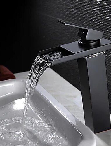  Waschbecken Wasserhahn - Wasserfall Chrom Centerset Einhand-Einloch-Badarmaturen / Messing