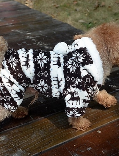  Hund Katze Kapuzensweatshirt Overall Schlafanzug Welpenkleidung Weihnachten warm halten Winter Warm Hundebekleidung