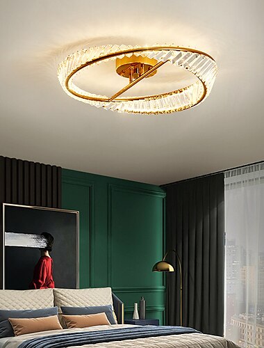  60 cm plafonnier style nordique led cristal cuivre salon moderne 220-240v