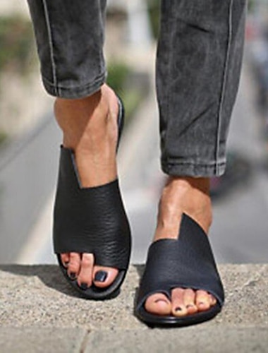  Femme Sandales Chaussons Bohème Sandales plates Sandales orthopédiques Sandales Oignon Extérieur du quotidien Plage Couleur unie Eté Printemps Talon Plat Bout ouvert Classique Décontractées