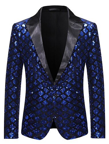  Bărbați Jachetă blazer Blazer Lapel cu vârf Petrecere Sclipici Casual Imprimeu Argintiu Negru Fit regulat
