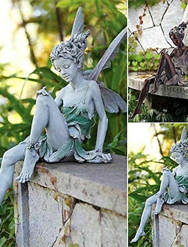  Fairy Statue Angel Fairy Statue, Garden Antique Resin, Realistic Decoration, Family Table Decoration, Garden, Lawn, Courtyard, Porch, Courtyard, Outdoor Decoration