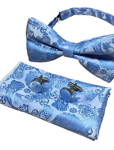  Herren Krawatten Fliege Einstecktuch Manschettenknöpfe Sätze Fliege Geschenkbox Büro Hochzeit Gentleman Jacquard