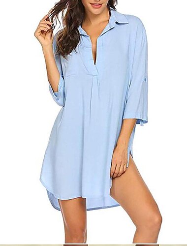  Women's Swimwear Cover Up Beach Top Normal Swimsuit Deep V for Big Busts Solid Color Green White Blue Purple Bathing Suitsyy / Plus Size / Plus Size