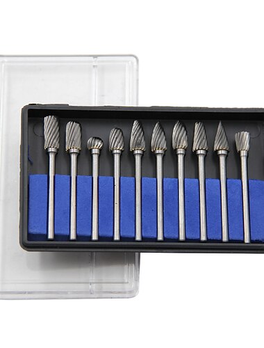  10pc arquivo rotativo de carboneto cimentado 3*6 cabeça de moagem de aço de tungstênio de grão único morre arquivo de moagem de madeira para moagem elétrica