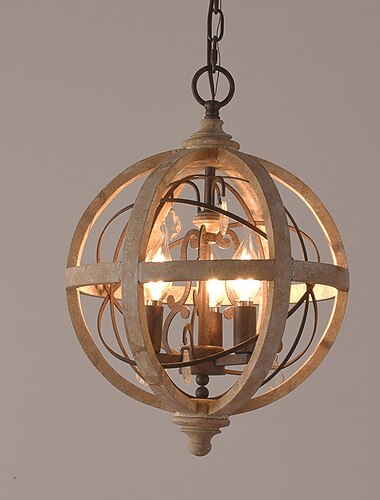  30 cm globo design lustre led pingente luz madeira industrial acabamentos pintados vintage country 220-240v