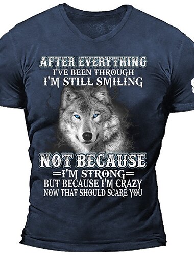  Herren Unisex Wolf Grafik-Drucke T Shirt Lustige T-Shirts Slogan-T-Shirts Kurzarm T-Shirt 3D-Druck Rundhalsausschnitt Hemd Sport Designer Klassisch Outdoor Strasse Täglich Blau Sommer Bekleidung S M