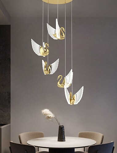  60 cm Cluster-Design-Pendelleuchte LED Schwanendesign Metall künstlerischer Stil galvanisiert zeitgenössisch modern 220-240 V