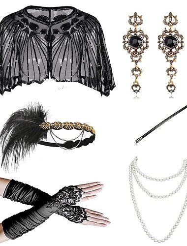  Retro vintage Jaren 1920 Mantel Feestkostuum Fascinator-hoed The Great Gatsby Charleston Bruiloftsgast Dames Maskerade Feest / Uitgaan Huwelijksreceptie Vrijgezellenfeest Volwassenen Sjaal