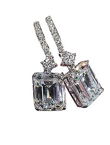  925 Sterling Silber Ohrring-Sets für Frauen, rechteckiger Kristall-Ohrring, rhodinierte Zirkonia-Ohrringe