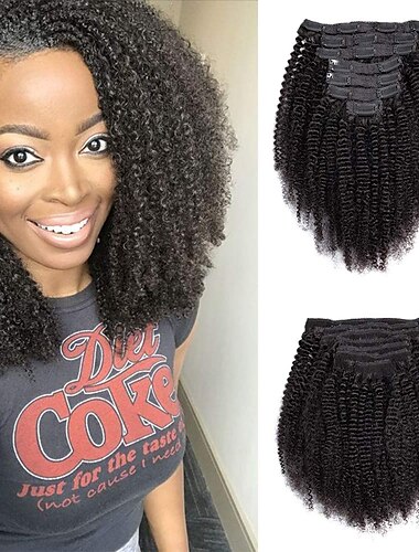  afro crépus bouclés clip dans les extensions de cheveux brésiliens vierges cheveux naturels 4b 4c crépus bouclés clip ins pour les femmes noires clip dans les extensions de cheveux humains double