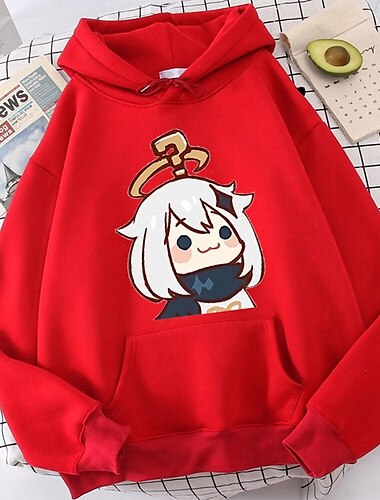  Impactul Genshin Paimon Hanorac cu Glugă Anime Desen animat Anime Harajuku Grafică Kawaii Pentru Pentru cupluri Bărbați Pentru femei Adulți Înapoi la Școală Ștanțare la cald