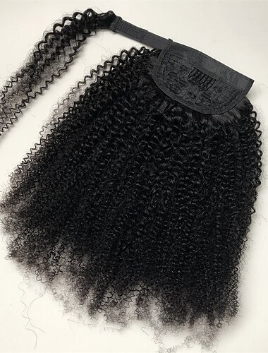  extensions de cheveux queue de cheval extensions afro crépus bouclés cheveux humains wrap autour de queue de cheval remy extensions de cheveux clip dans les extensions de cheveux avec pâte magique