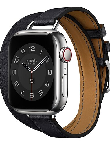  Double Tour Kompatibel mit Apple Watch Armband 38mm 40mm 41mm 42mm 44mm 45mm 49mm Metallverschluss Verstellbar PU - Leder Ersatzarmband für iwatch Ultra 2 Series 9 8 7 SE 6 5 4 3 2 1