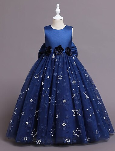  Kinder Wenig Mädchen Kleid Blume A Linie Kleid Party Hochzeit Patchwork Schleife Rosa Wein Königsblau Maxi Ärmellos Elegant nette Art Kleider Frühling Sommer Schlank 4-13 Jahre