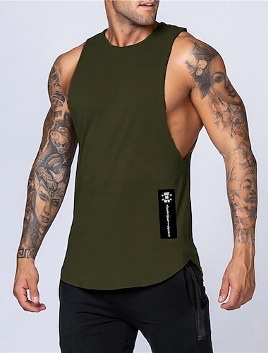 Homme Débardeur de course Débardeur pour Exercice Sans Manches Tee-shirt Athlétique Coton Respirable Evacuation de l'humidité Doux Exercice Physique Fonctionnement Entraînement actif Tenue de sport