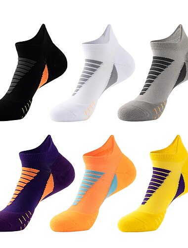  Hombre Calcetines Calcetines Ciclismo Ejercicio al Aire Libre Bicicleta / Ciclismo Transpirable Suave Reductor del Sudor 5 pares Rayas Poliéster Nailon Violeta Negro Blanco Tamaño Único / Elástico