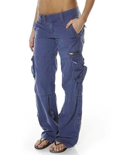  Damen Normal Cargohose Cargohosen Hosen Hose Schlabberhose Schick & Modern Casual / sportlich In voller Länge Niedrige Taillenlinie Glatt Tasche Ausgebeult Komfort Unelastisch Sport Wochenende