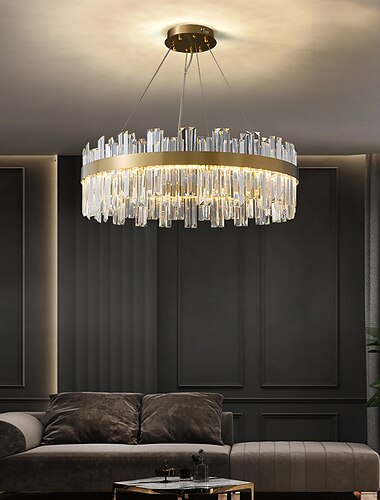  60 cm Dimmable Crystal Pendant Light LED Chandelier Stainless Steel Nordic Style Dining Room Living Room 110-120V 220-240V