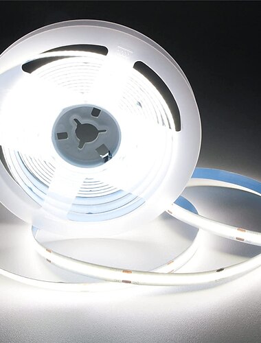  tira de luz led cob flexible de alta densidad 5m 16.4ft blanco frío cálido cri 90+ 8mm de ancho cinta led regulable para dormitorio cocina hogar decoración interior dc12v