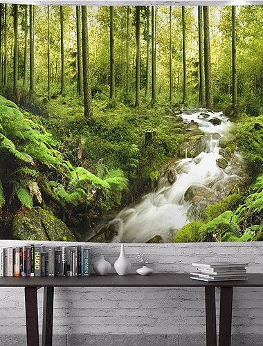 Wald Landschaft groß Wandteppich Kunstdekor Decke Vorhang hängend Zuhause Schlafzimmer Wohnzimmer Dekoration Polyester