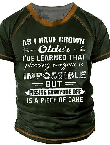  Miesten Kirjain Graafiset tulosteet Graafiset T-paidat Hauskoja T-paitoja Vanhan miehen T-paita Lyhythihainen T-paita 3D-tulostus Tiukka pyöreä kaula-aukko Paita Vintage Urheilu Suunnittelija ulko