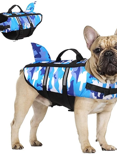  Hunde-Schwimmweste, Hai, große Haustier-Sicherheitsweste zum Schwimmen, Bootfahren, verstellbare, gut sichtbare Hunde-Hai-Schwimmweste mit Sicherheitsgriff, Haustier-Schwimmweste mit überlegenem