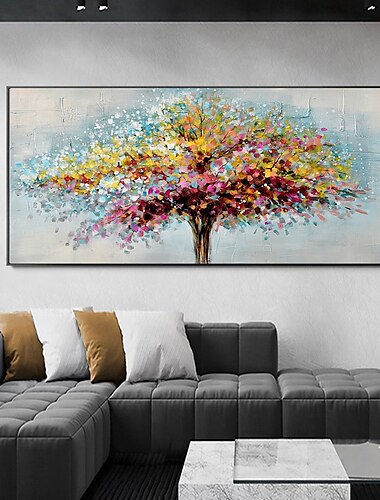  Peinture à l'huile sur toile faite à la main art mural décoration abstraite couteau peinture paysage arbre pour la décoration intérieure roulé sans cadre peinture non étirée