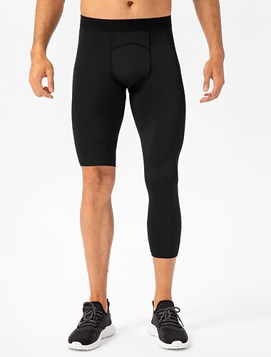  Herren Laufhose Lang Tights Running Grundschicht Ein Bein Hoher Taillenbund Grundschicht Outdoor Athlässigkeit Elasthan Atmungsaktiv Rasche Trocknung Weich Fitness Fitnesstraining Laufen