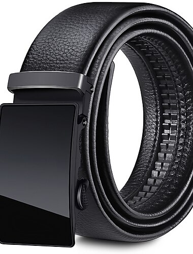  Men's Faux Leather Belt Dress Belt Ratchet Belt Casual Belt Box Buckle Black White Faux Leather Fashion Business Formal Work Daily Holiday