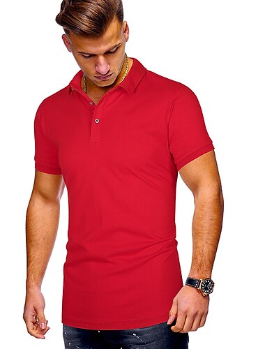  Per uomo POLO Camicia da golf Golf Informale Giornaliero Collo a polo Classico Manica corta Sportivo Di tendenza Tinta unica Pulsante frontale Bottone giù Estate Standard Nero Bianco Giallo Rosso Blu