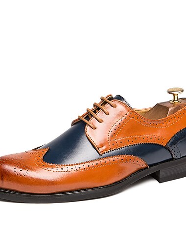  Voor heren Oxfords Derby-schoenen Formele Schoenen Bullock Shoes Wingtip schoenen Wandelen Zakelijk Brits Kerstmis Feesten & Uitgaan PU Veters Rood Blauw Bruin Kleurenblok Zomer Lente