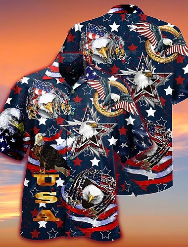  Independence Day 4 juli Amerikaanse Vlag Anime Manga Hawaï-shirts Anime 3D 3D Harajuku Grafisch Voor Voor Stel Voor heren Dames Volwassenen Maskerade Back To School 3D afdrukken Festival