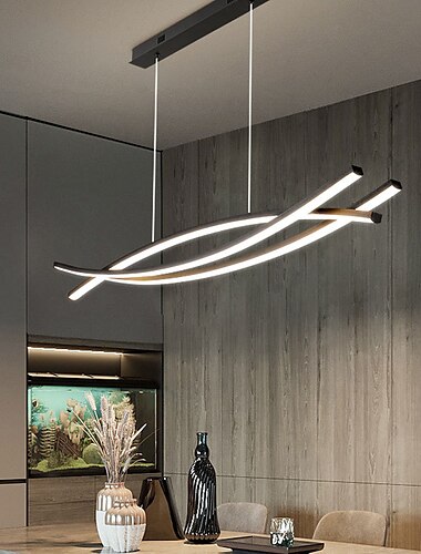  100 cm led pendelleuchte linie design metall künstlerisch stil modern kronleuchter modern schlicht nordisch minimalistisch licht luxus restaurant lang standtisch esszimmer 110-120v 220-240v