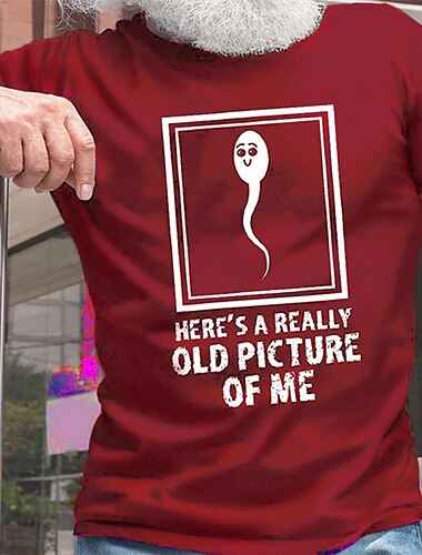  Herren Grafik Buchstabe Ein sehr altes Bild von mir T Shirt Lässiger Stil 100% Baumwolle Kurzarm Grafik Hemd Wein Schwarz Olivgrün Bequemes T-Shirt Straße Lässig Modedesigner-Kleidung