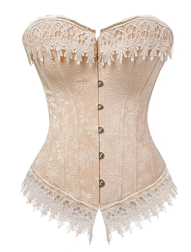  Rococo Corset Overbust Bal Masqué Corset Serre Taille Cosplay Grande Taille Dentelle Contrôle du ventre Faire monter Dentelle Abstrait Fleur / Floral Grande taille Femmes Royal Mascarade Mariage