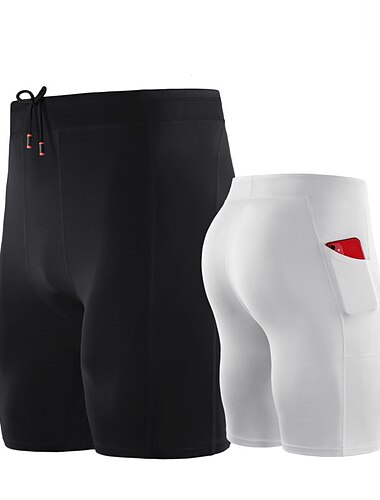  Hombre Pantalones cortos ajustados para correr Pantalones Cortos de Compresión Pantalones cortos de yoga Pantalones cortos de licra Correa con bolsillo para teléfono Capa base Deportivo Verano Licra