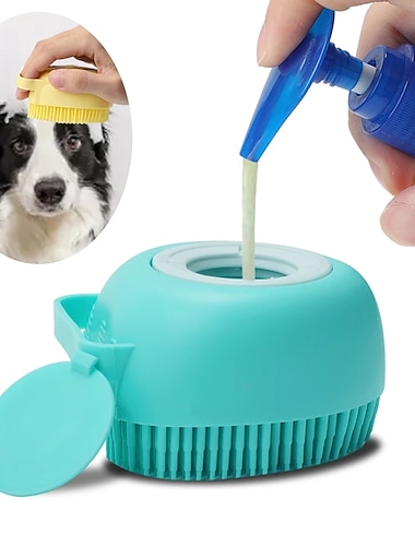  כלב אמבטיה מברשת עיסוי מברשת עיסוי כפפות סיליקון בטיחותי רך מסרק עם קופסת שמפו אביזרי חיות מחמד לחתולים כלי טיפוח למקלחת