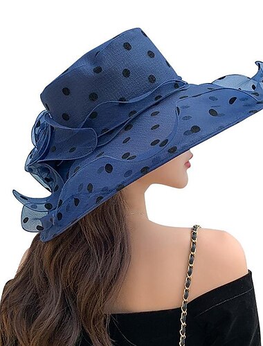  Chapéus Tule Chapéu de sol Feriado Festa de Chá Kentucky Derby Copa Melbourne coquetel Estilo bonito Floral Com MiniSpot Apliques Capacete Chapéu