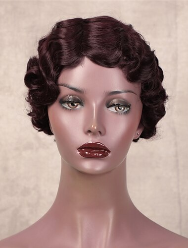  Brasilianische kurze Menschenhaarperücken mit Pixie-Schnitt, Fingerwellen, Frisuren für schwarze Frauen, volle maschinell hergestellte Perücken, kurze Perücken