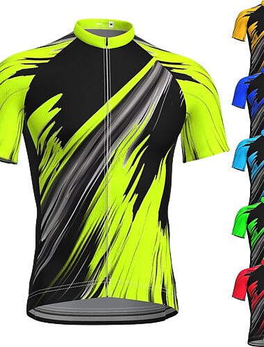  Męskie Koszulka rowerowa Krótki rękaw Rower Dżersej Top z 3 tylnymi kieszeniami Kolarstwo górskie Kolarstwie szosowym Oddychający Szybkie wysychanie Odprowadza wilgoć Odblaskowe paski Leśna ziele