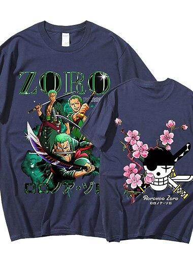  One Piece Roronoa Zoro T-Shirt-Ärmel Anime Zeichentrick Anime Harajuku Grafik Kawaii Für Paar Herren Damen Erwachsene Zurück zur Schule Heißprägen